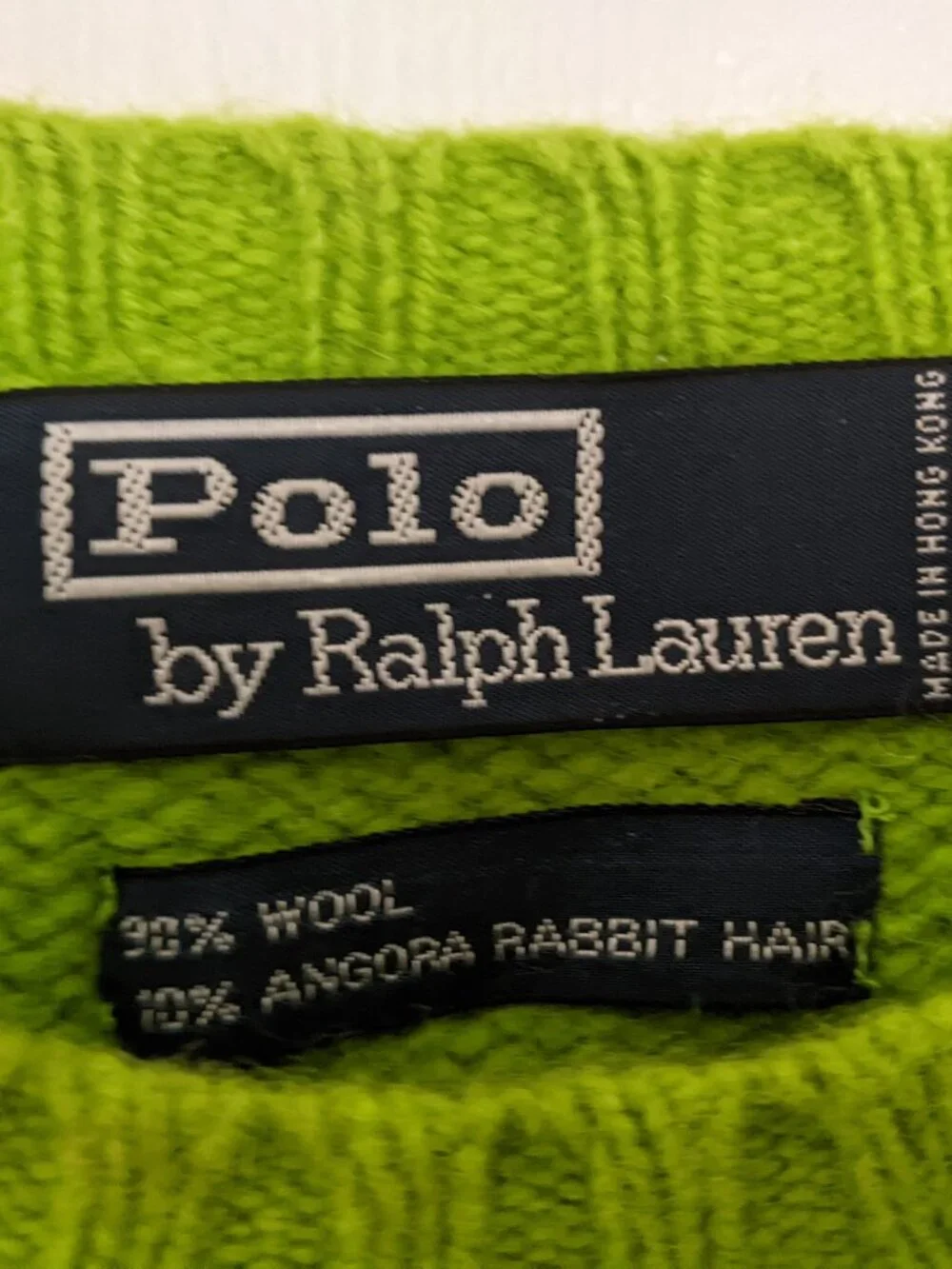VTG Polo Ralph Lauren Men Crew Neck Wool&Angora Sweater Apple Green Size M